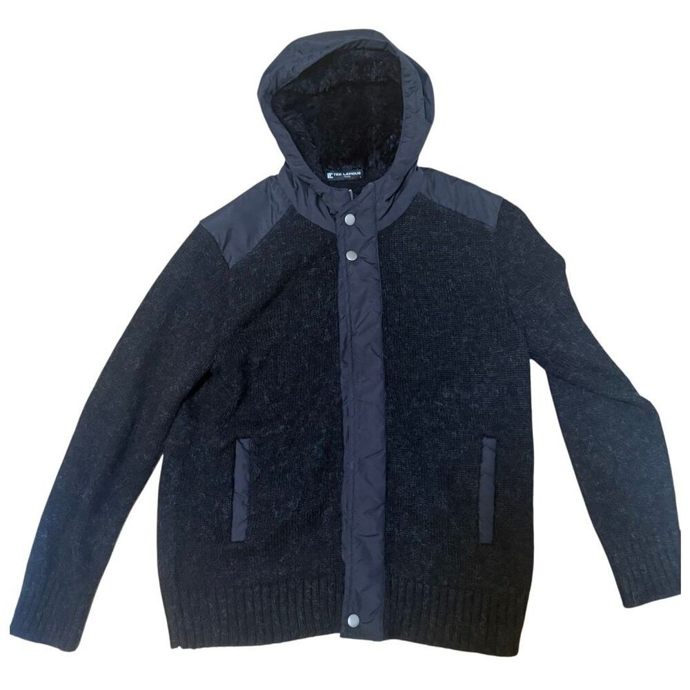 Ted Lapidus Paris Vintage Men’s Black Wool Blend Hoodie Jacket L